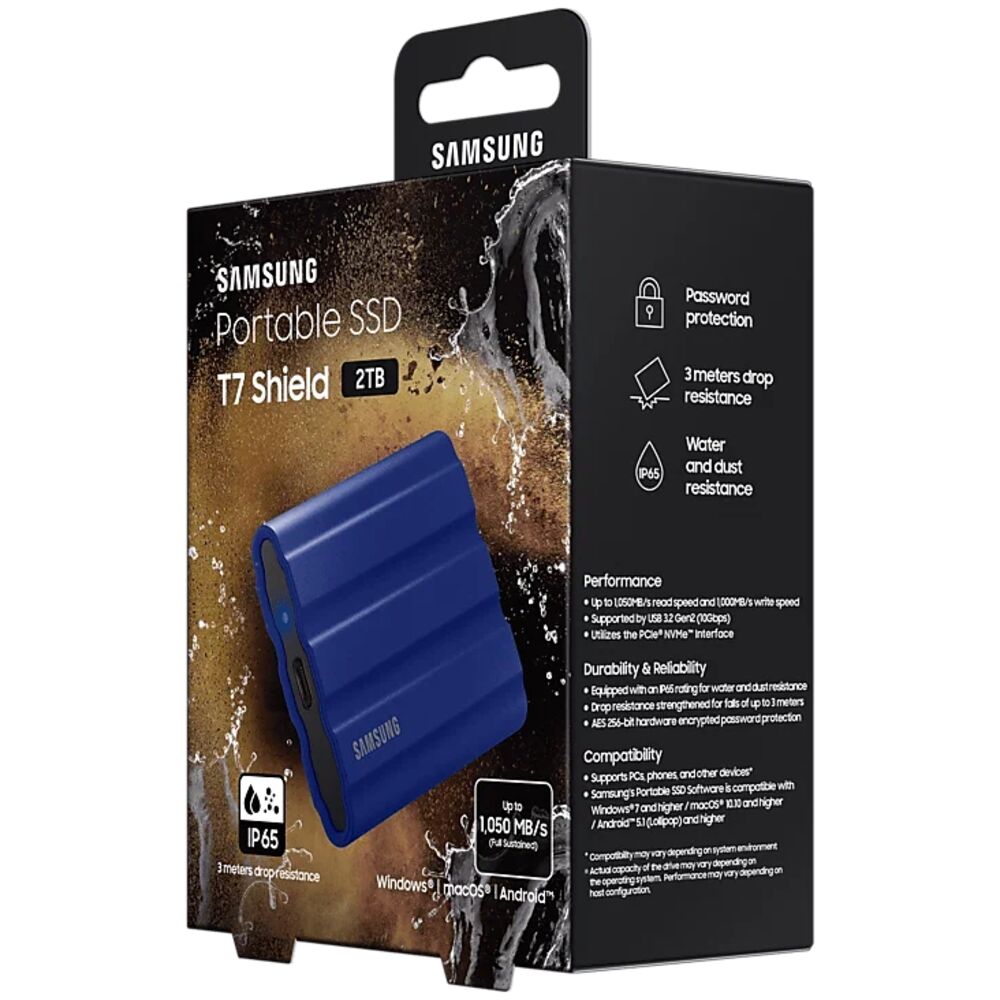 Портативный SSD Samsung T7 Shield 2TB MU-PE2TO (Синий)