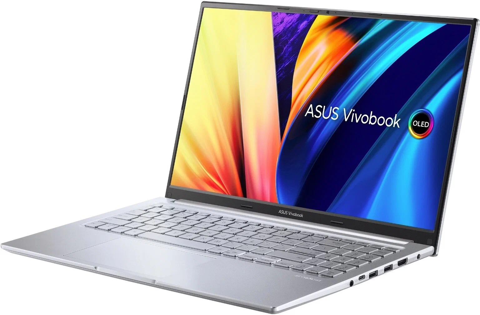 Ноутбук игровой ASUS Vivobook 15 M1503Q, 15.6", OLED, AMD Ryzen 7 5800H 3.2ГГц, 8-ядерный, 16ГБ DDR4, 512ГБ SSD, AMD Radeon, серебристый [90NB0Y91-M007P0]