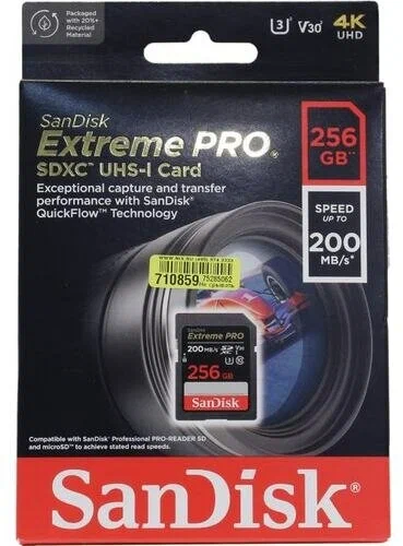 Карта памяти SanDisk SDXC 256GB Extreme Pro UHS-I V30 U3 200/140 MB/s