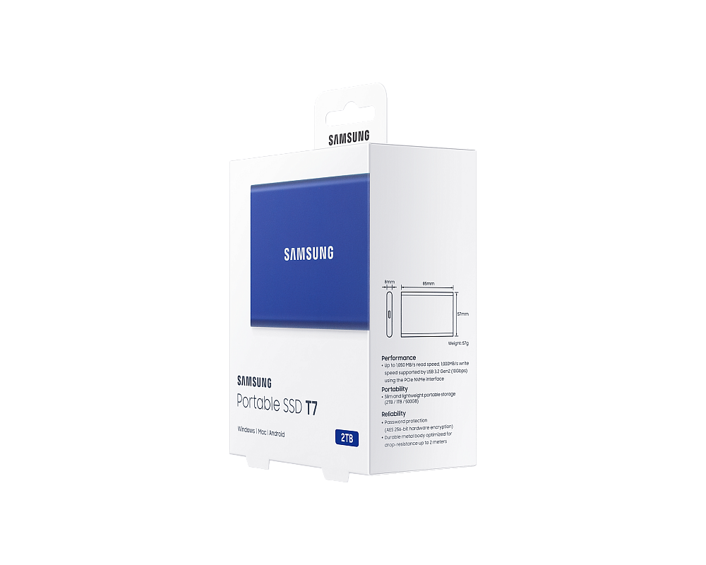 Портативный SSD USB 3.2 T7 2TB MU-PC2T0H (Синий)