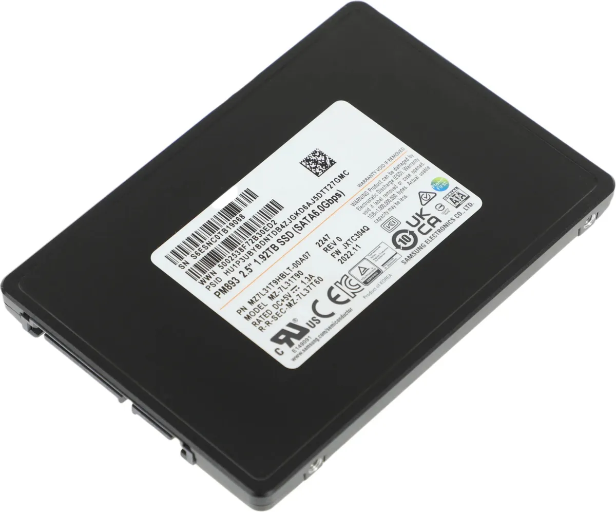 SSD накопитель Samsung PM893 MZ7L31T9HBLT-00A07 1.9ТБ, 2.5", SATA III, SATA, oem