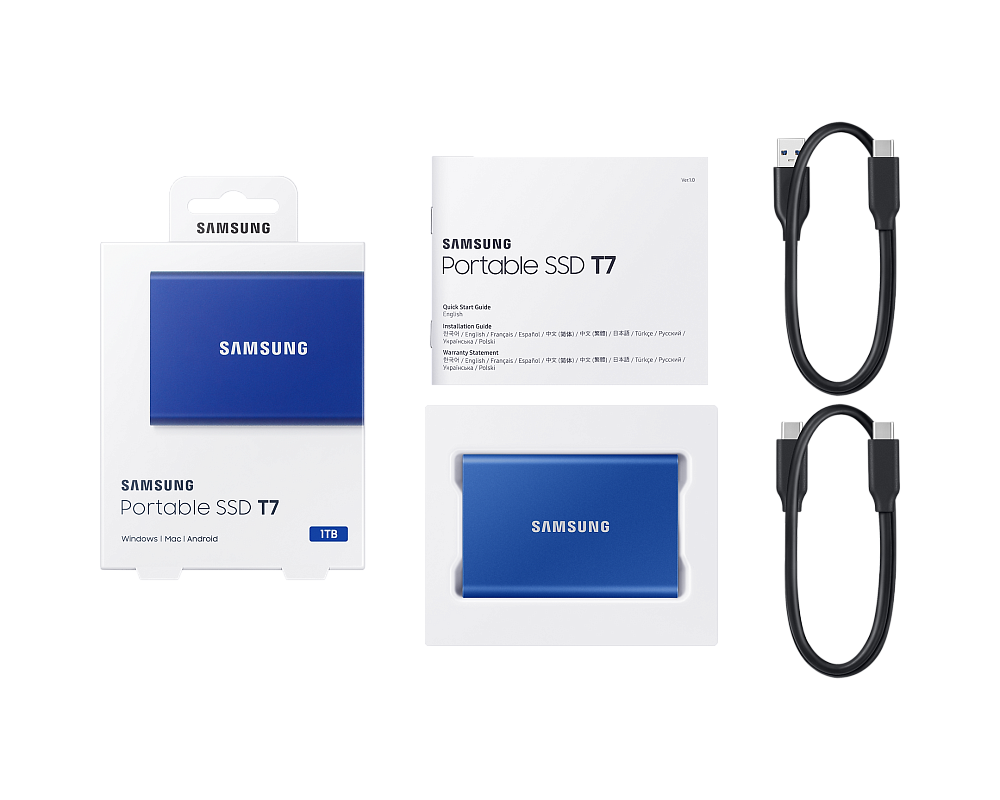 Портативный SSD USB 3.2 T7 1ТБ MU-PC1T0H (Синий)