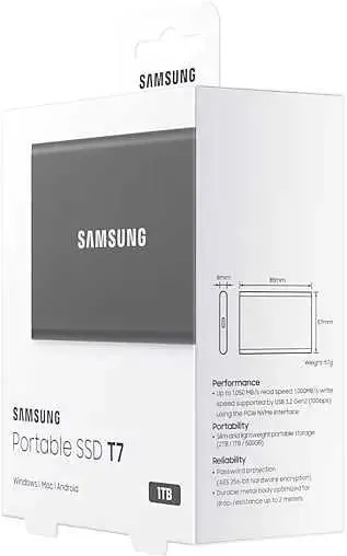Портативный SSD USB 3.2 T7 1ТБ MU-PC1T0H (Серый)