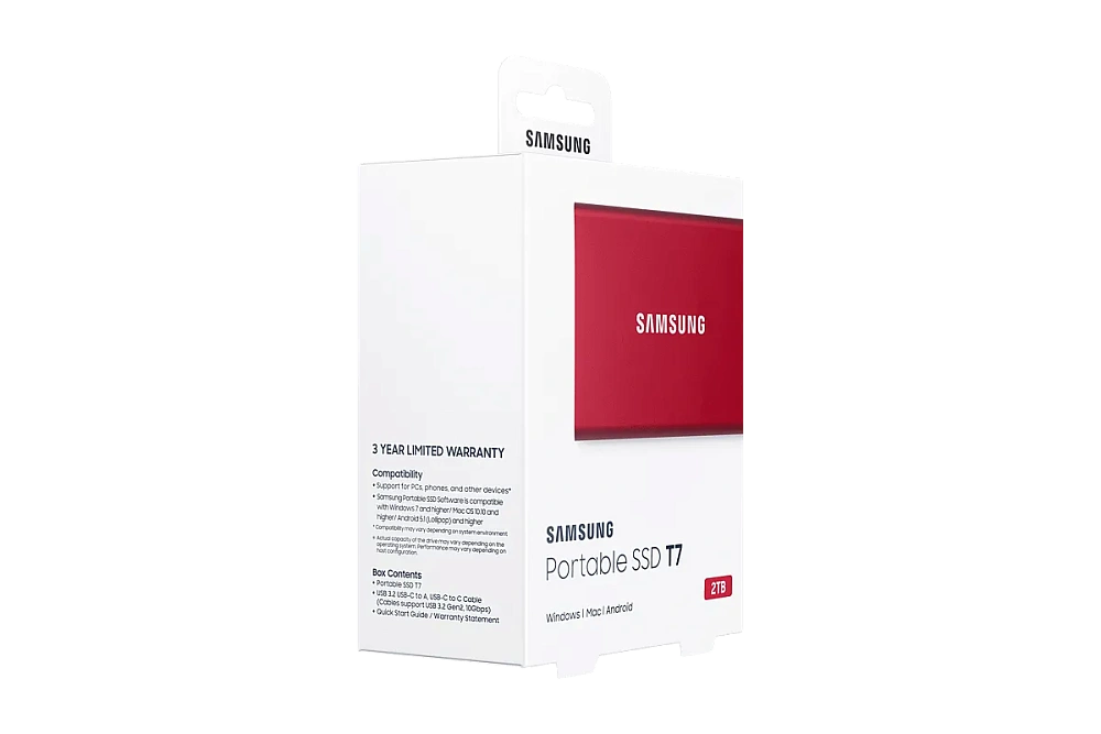 Портативный SSD USB 3.2 T7 2TB MU-PC2T0H (Красный)