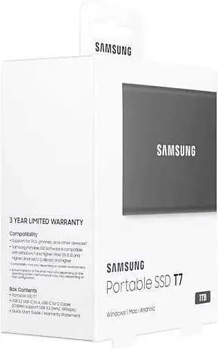 Портативный SSD USB 3.2 T7 1ТБ MU-PC1T0H (Серый)