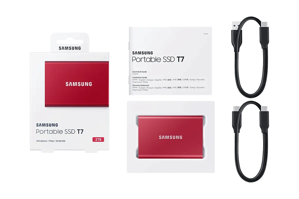 Портативный SSD USB 3.2 T7 2TB MU-PC2T0H (Красный)
