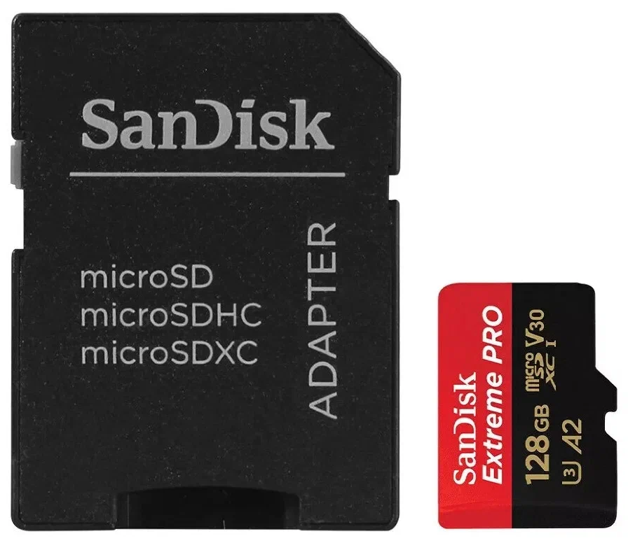 Карта памяти SanDisk MicroSDXC 128GB Extreme PRO V30 U3 A2 200/90 МБ/с
