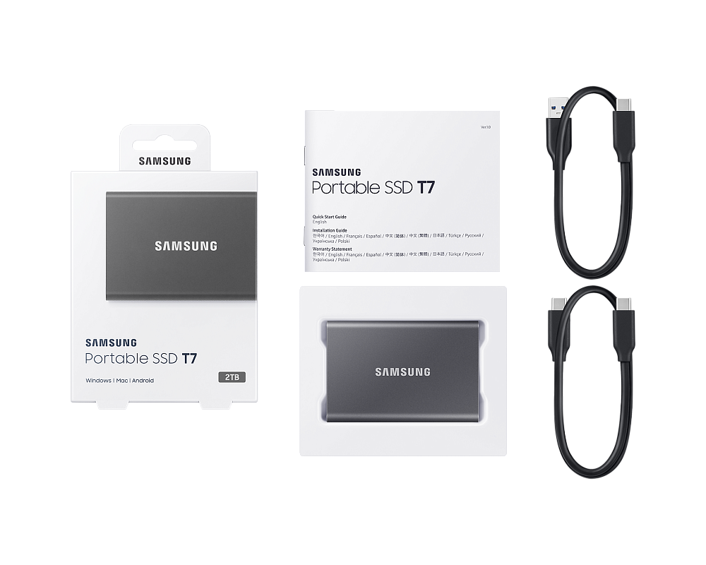 Портативный SSD USB 3.2 T7 2TB MU-PC2T0H (Серый)