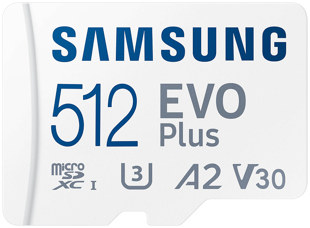 Карта памяти Samsung microSDXC 512 ГБ Class 10, V30, A2, UHS-I U3, R 130 МБ/с, адаптер на SD