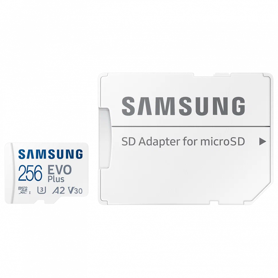 Карта памяти Samsung microSDXC 256 ГБ Class 10, V30, A2, UHS-I U3, R 130 МБ/с, адаптер на SD, 1 шт.
