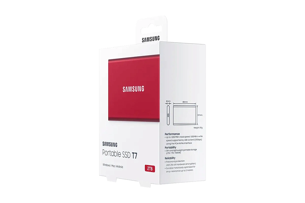 Портативный SSD USB 3.2 T7 2TB MU-PC2T0H (Красный)