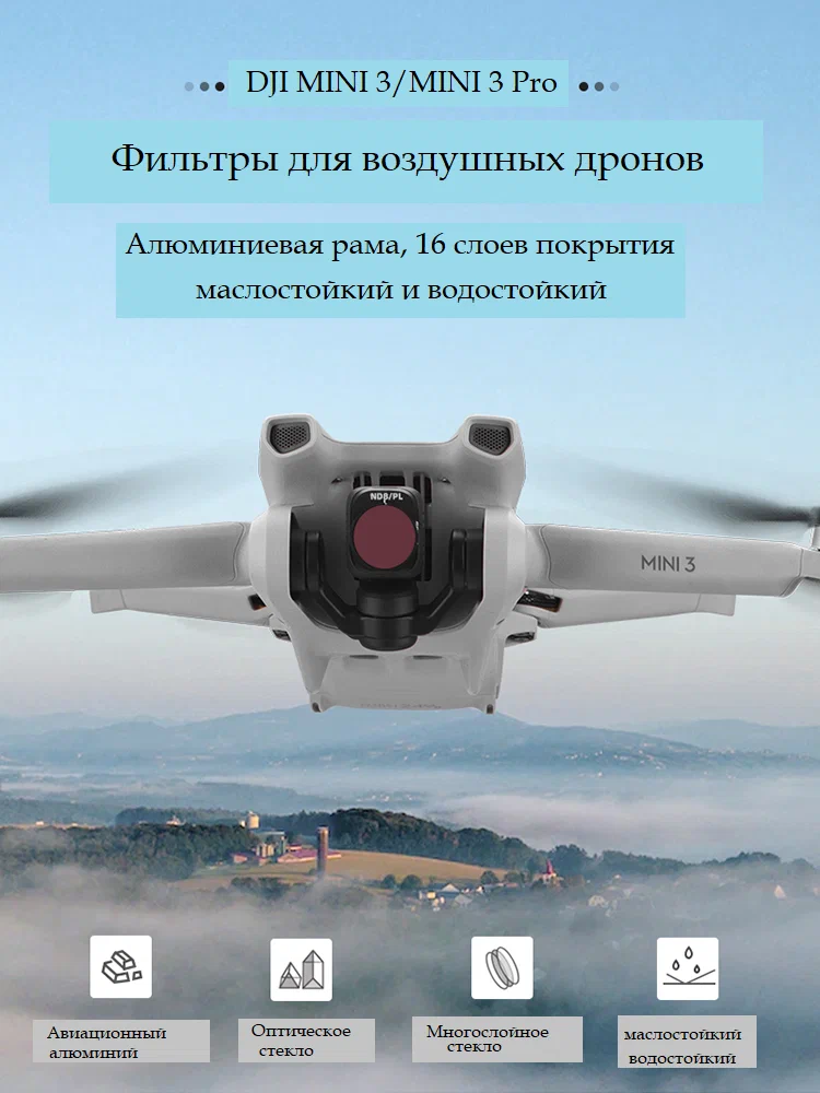Оптический фильтр MyPads UV CPL ND8PL ND16PL ND32PL ND64PL для квадрокоптера DJI MINI 3 / DJI MINI 3 Pro